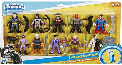 Imaginext DC Super Friends Batman Figure Multipack, Ultimate Hero Villain Match-Up, 10 Characters & 10 Accessories for Ages 3Y+ [Amazon Exclusive]