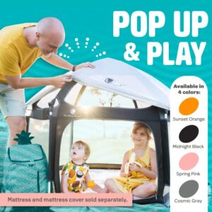 POP 'N GO Premium Indoor and Outdoor Baby Playpen - Portable, Lightweight, Pop Up Pack and Play Toddler Play Yard w/ Canopy and Travel Bag - Black