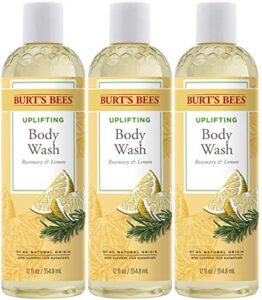 burts bees rosemary & lemon body wash, 12 oz – pack of 3 (package may vary)
