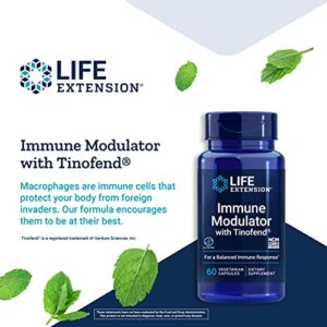 Life Extension Immune Modulator with Tinofend - For Healthy Immune System Response and Inflammatory Response – Tinospora Cordifolia Extract Supplement - Non-GMO, Vegetarian – 60 Capsules