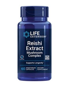 life extension reishi extract mushroom complex – mushrooms herbal supplement for immune support – ganoderma lucidum extract – gluten-free, non-gmo, vegetarian – 60 capsules