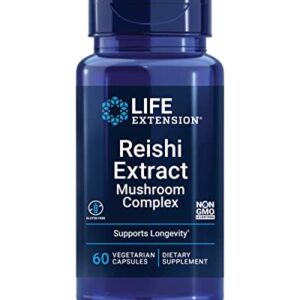 Life Extension Reishi Extract Mushroom Complex - Mushrooms Herbal Supplement for Immune Support – Ganoderma Lucidum Extract - Gluten-Free, Non-GMO, Vegetarian – 60 Capsules