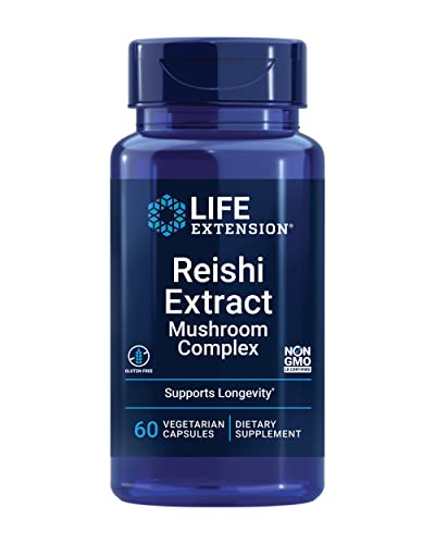 Life Extension Reishi Extract Mushroom Complex - Mushrooms Herbal Supplement for Immune Support – Ganoderma Lucidum Extract - Gluten-Free, Non-GMO, Vegetarian – 60 Capsules