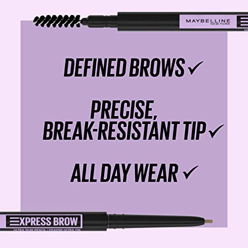 Maybelline Brow Ultra Slim Defining Eyebrow Makeup Mechanical Pencil With 1.55 MM Tip And Blending Spoolie For Precisely Defined Eyebrows, Blonde, 0.003 oz.