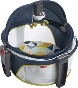 fisher-price portable baby bassinet and play space deluxe on-the-go projection dome with lights music and canopy, cool hues