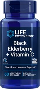 life extension black elderberry + vitamin c – immune system support, gluten-free, non-gmo – 60 vegetarian capsules