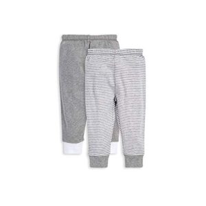 burt’s bees baby unisex baby pants, of 2 lightweight knit infant bottoms, 100% organic cotton and toddler layette set, grey solid/stripes, 18 months us