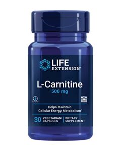 life extension l-carnitine– helps maintain healthy cellular energy metabolism – non-gmo, gluten-free – 500 mg—30 vegetarian capsules
