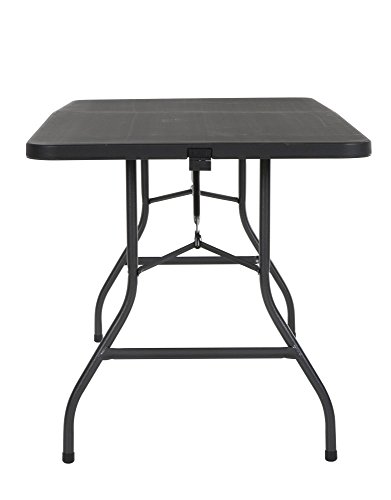 COSCO 20" x 48" Vinyl Top Folding Table & 6 Foot x 30 inch Fold-in-Half Blow Molded Folding Table, Black