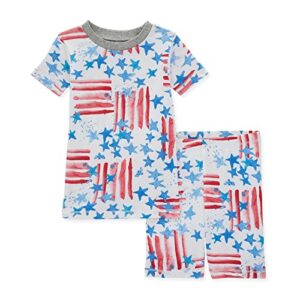 burt’s bees baby baby boys’ pajamas, tee and pant 2-piece pj set, 100% organic cotton, red, white & blue