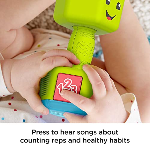 Fisher-Price Laugh & Learn Baby To Toddler Toy Countin’ Reps Dumbbell Rattle With Lights & Music For Ages 6+ Months