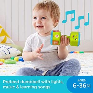 Fisher-Price Laugh & Learn Baby To Toddler Toy Countin’ Reps Dumbbell Rattle With Lights & Music For Ages 6+ Months