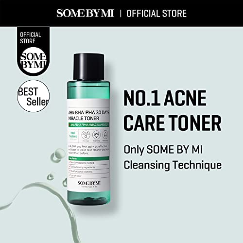 SOME BY MI AHA BHA PHA 30 Days Miracle Toner - 5.07Oz, 150ml - Made from Tea Tree Leaf Water for Sensitive Skin - Mild Exfoliating Daily Facial Toner - Acne, Sebum and Oiliness Care - Facial Skin Care