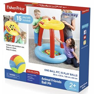 Fisher-Price® Animal Friends Ball Pit -Inflatable, Indoor/ Outdoot Use, 35x33in, Includes 15 Play Balls, Preschool Ages 2+