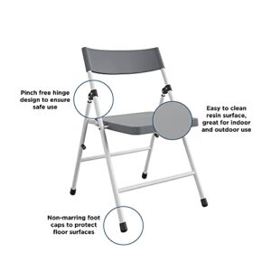 COSCO Kid's Pinch-Free Resin Folding Chair, Gray & White, 4-Pack, Easy to Clean, Multi-Purpose, No Assembly Required, Portable, for Snacking, Homework, & Games, Cool Gray