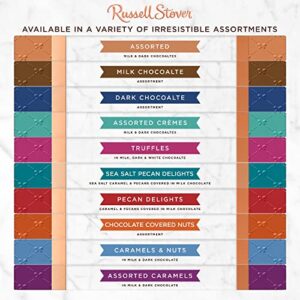 Russell Stover, Assorted Caramels in Milk and Dark Chocolate, Chocolate Gift Box, 9 Ounce