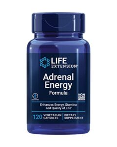 life extension adrenal energy formula supports energy, focus & broad spectrum healthy stress response with holy basil, cordyceps, bacopa & ashwagandha- non-gmo, gluten free – 120 vegetarian capsules
