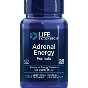 Life Extension Adrenal Energy Formula Supports Energy, Focus & Broad Spectrum Healthy Stress Response with Holy Basil, Cordyceps, Bacopa & Ashwagandha- Non-GMO, Gluten Free - 120 Vegetarian Capsules