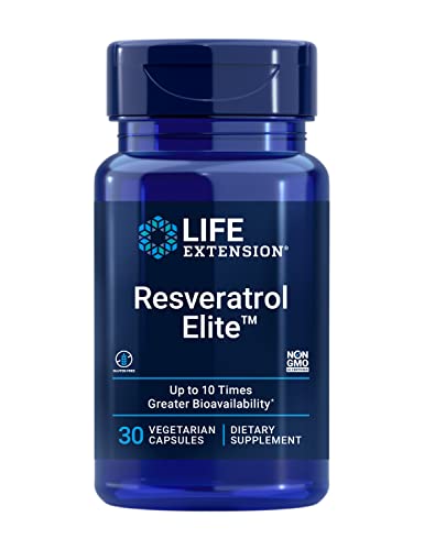 Life Extension Resveratrol Elite - Transresveratrol Supplements From Japanese knotweed Root and Grape Fruit For Heart & Brain Health Support – Gluten-Free, Non-GMO, Vegetarian – 30 Capsules