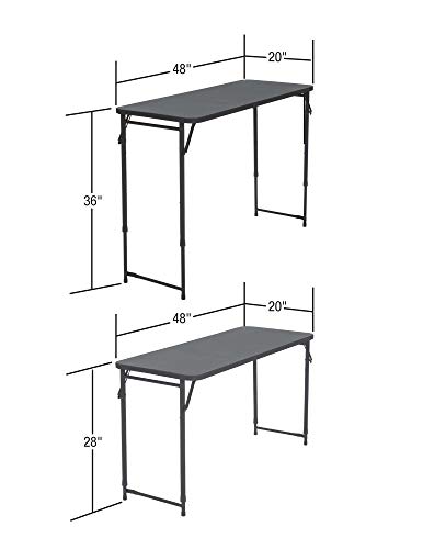 Cosco 20 x 48 Adjustable Height PVC Top, Black Table