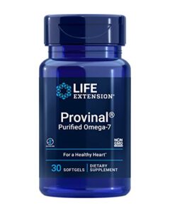 provinal purified omega-7 – daily essential omega 7 fatty acids supplement, palmitoleic acid fish oil for heart health & inflammation management – gluten-free, non-gmo – 30 softgels month supply