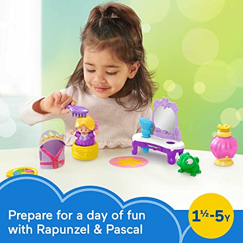 Fisher-Price Little People – Disney Princess Get Ready with Rapunzel, 10-Piece Pretend playset for Toddlers and Preschool Kids Ages 18 Months to 5 Years