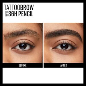 Maybelline TattooStudio Waterproof Eyebrow Pencil, Sharpenable, Longwear, Long Lasting Eyebrow Pencil, Defined Brows, Pigment Brow Pencil, Black Brown, 1 Count