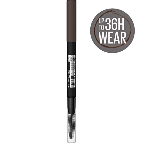 Maybelline TattooStudio Waterproof Eyebrow Pencil, Sharpenable, Longwear, Long Lasting Eyebrow Pencil, Defined Brows, Pigment Brow Pencil, Black Brown, 1 Count