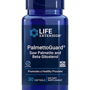 Life Extension PalmettoGuard Saw Palmetto & Beta-Sitosterol – Supports Healthy Prostate Function & Hormone Metabolism Health – Supplements for Men - Gluten-Free, Non-GMO – 30 softgels