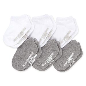 burt’s bees baby, unisex baby, 6-pack ankle with non-slip grips, made with organic cotton casual sock, heather grey/white, 3-12 months us