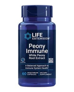 life extension peony immune – white peony root-extract supplement for healthy immune support and cell balance – non-gmo, gluten-free, vegetarian – 60 capsules