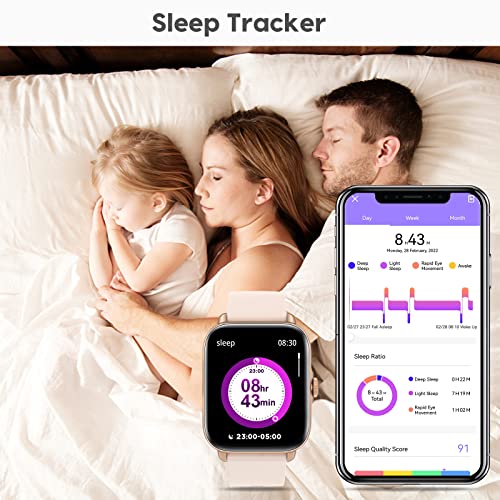 A-TGTGA Smart Watch for Women (Dial/Receive Calls,150+ Faces) smartwatch for Android Phones and iPhone, Fitness Tracker with Sleep HR Monitoring,SMS Reminder,IP67 Waterproof