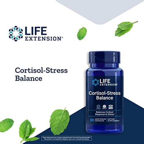 Life Extension Cortisol-Stress Balance - Plant Extracts with Green Tea Extract to Support Already-Healthy Levels of Stress Hormone Cortisol - Non-GMO, Gluten-Free – 30 Vegetarian Capsules