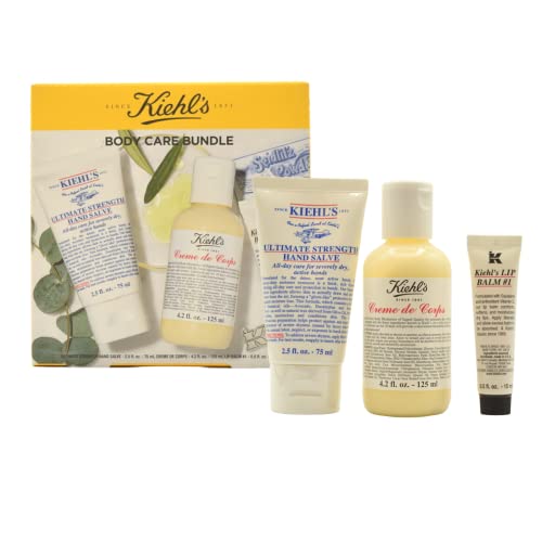 Kiehl'sn Body Care Bundle 3 Piece Set - Ultimate Strength Hand Salve, Cream De Corps & Lip Balm