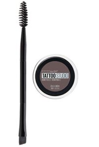 maybelline tattoostudio brow pomade long lasting, buildable, eyebrow makeup, ash brown, 1 count
