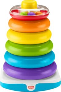 fisher-price giant rock-a-stack baby toy, 14+ inches tall, multi-color ring stacking toy for infants and toddlers