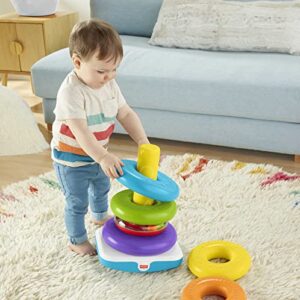 Fisher-Price Giant Rock-a-Stack Baby Toy, 14+ Inches Tall, Multi-Color Ring Stacking Toy for Infants and Toddlers