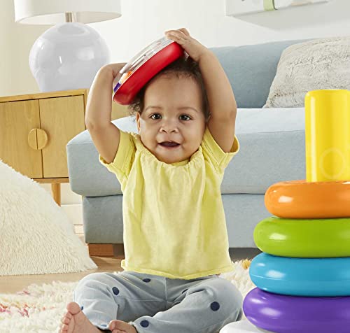 Fisher-Price Giant Rock-a-Stack Baby Toy, 14+ Inches Tall, Multi-Color Ring Stacking Toy for Infants and Toddlers