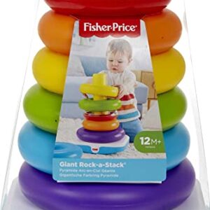 Fisher-Price Giant Rock-a-Stack Baby Toy, 14+ Inches Tall, Multi-Color Ring Stacking Toy for Infants and Toddlers