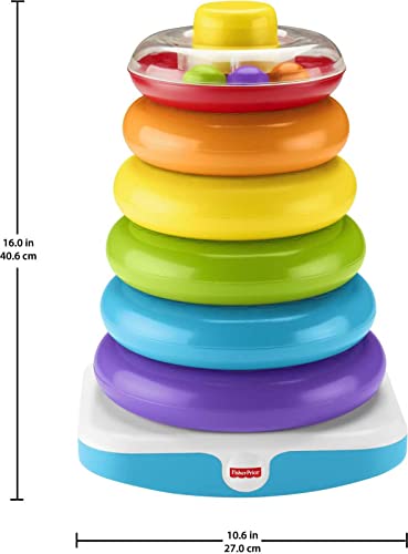 Fisher-Price Giant Rock-a-Stack Baby Toy, 14+ Inches Tall, Multi-Color Ring Stacking Toy for Infants and Toddlers