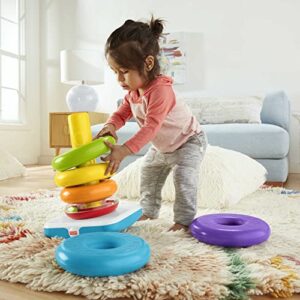 Fisher-Price Giant Rock-a-Stack Baby Toy, 14+ Inches Tall, Multi-Color Ring Stacking Toy for Infants and Toddlers