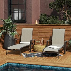 cosco outdoor chaise lounge chair, adjustable, 2 pack, dark brown
