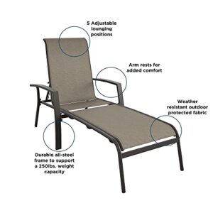 Cosco Outdoor Chaise Lounge Chair, Adjustable, 2 Pack, Dark Brown