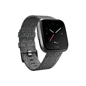 fitbit versa special edition smart watch – charcoal woven & black band (renewed)