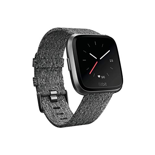 Fitbit Versa Special Edition Smart Watch - Charcoal Woven & Black Band (Renewed)