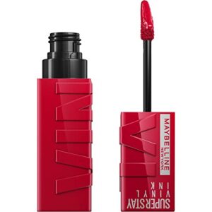 maybelline super stay vinyl ink longwear no-budge liquid lipcolor, highly pigmented color and instant shine, wicked, cool red lipstick, 0.14 fl oz, 1 count