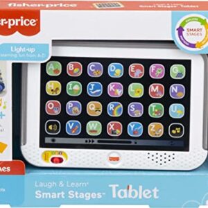 Fisher-Price Laugh & Learn Toddler Learning Toy Smart Stages Tablet With Educational Music & Lights For Ages 1+ Years, Gray