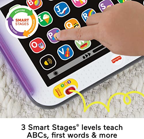 Fisher-Price Laugh & Learn Toddler Learning Toy Smart Stages Tablet With Educational Music & Lights For Ages 1+ Years, Gray