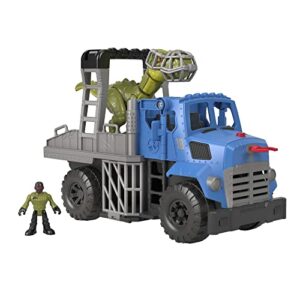 imaginext jurassic world dominion break out dino hauler vehicle with t. rex dinosaur 5-piece playset for ages 3+ years