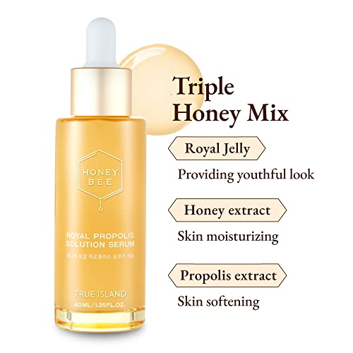 TRUE ISLAND Honey Bee Royal Propolis Serum | Korean Face Serum for Dry Skin & Sensitive Skin | Hydrating Serum for Face Skin Care | Korean Essence for Face Beauty Serum (Pack of 1, 1.35 Fl. oz)